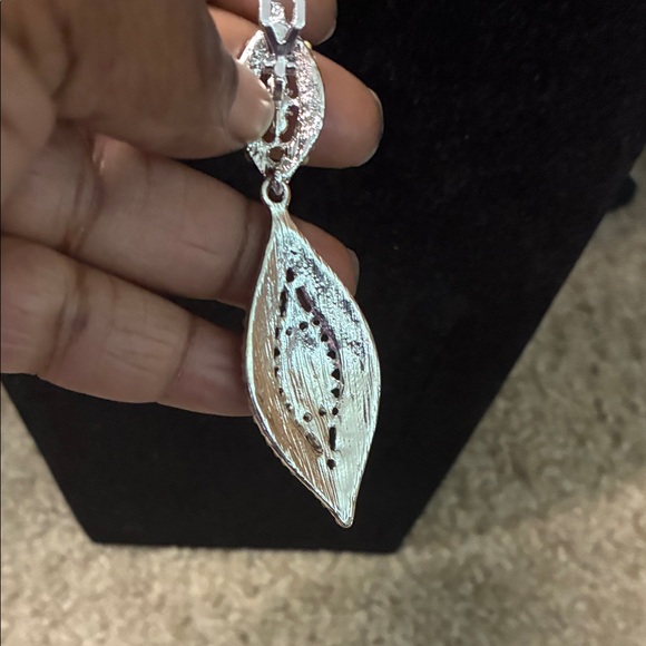 Silver Drop Earrings clip on post - Picture 3 of 7